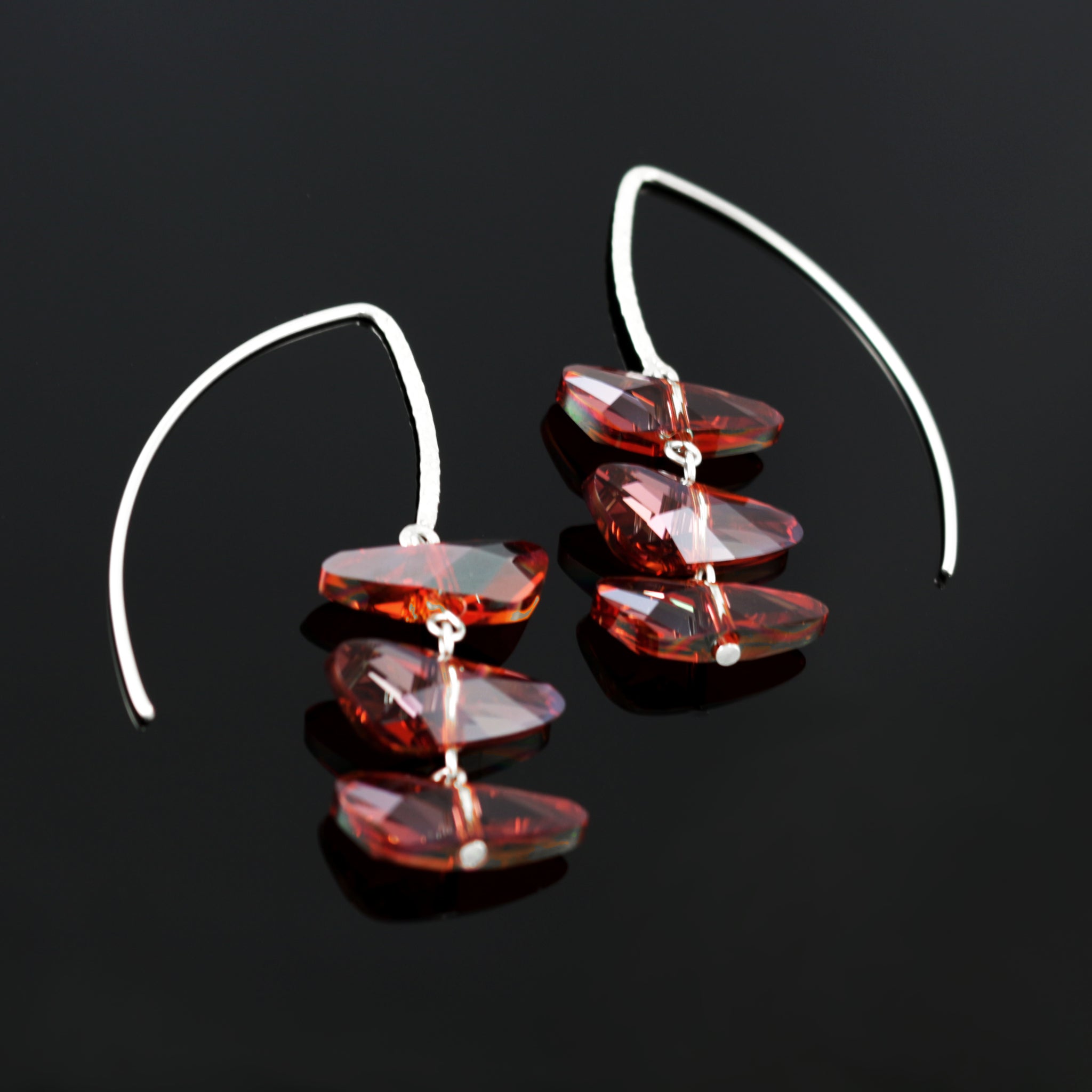 Reflections Earrings in Red Shimmer