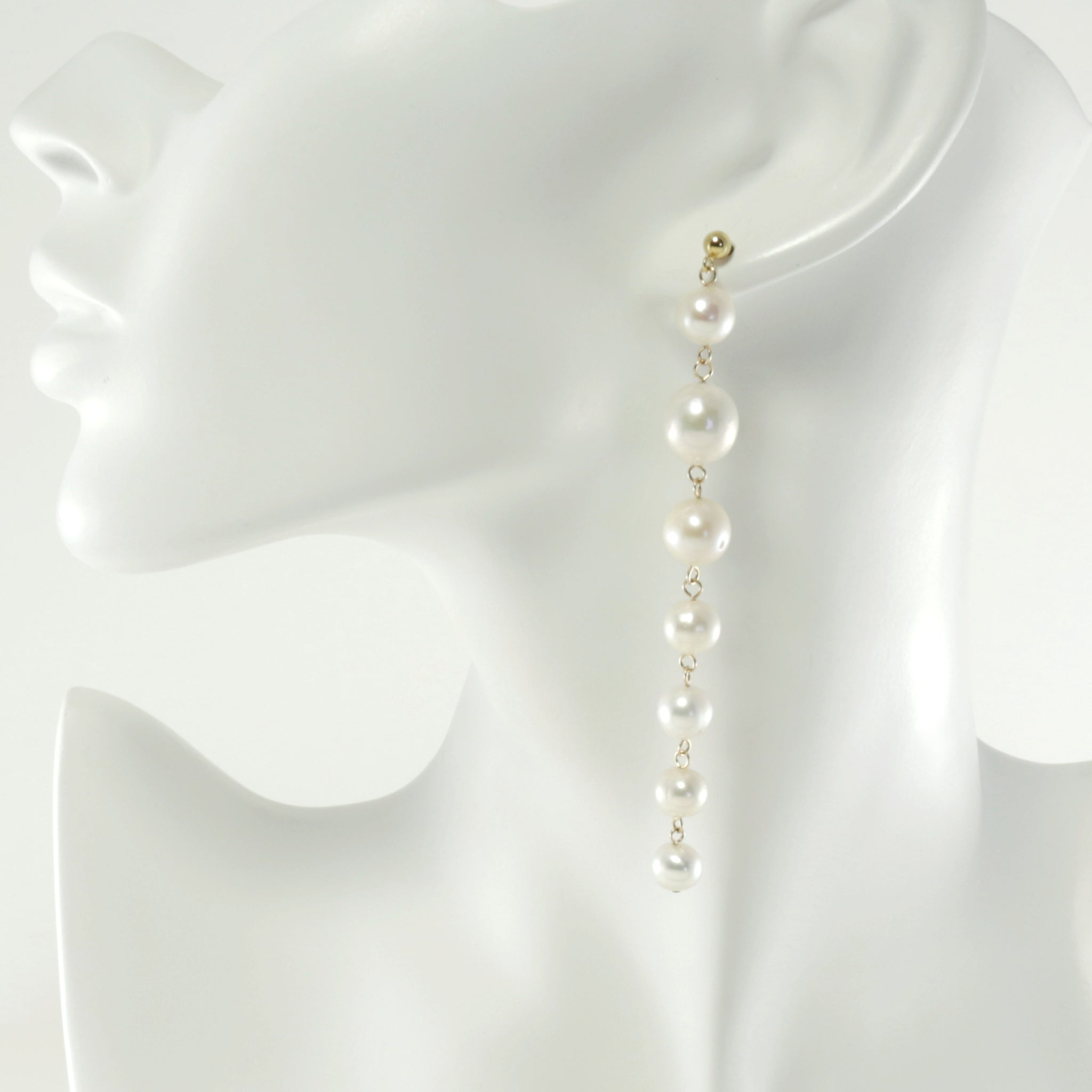 Waterfall Earrings in White Pearl
